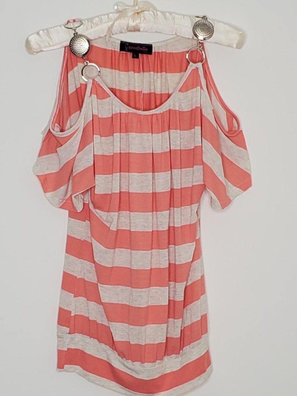 Anabella Top, Stripes Cream & Orange Size L (Junior) New without tag